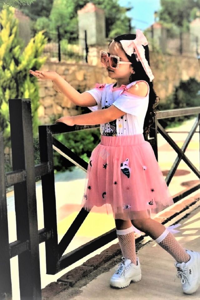 Unicorn Nakışlı Bluz & Etek