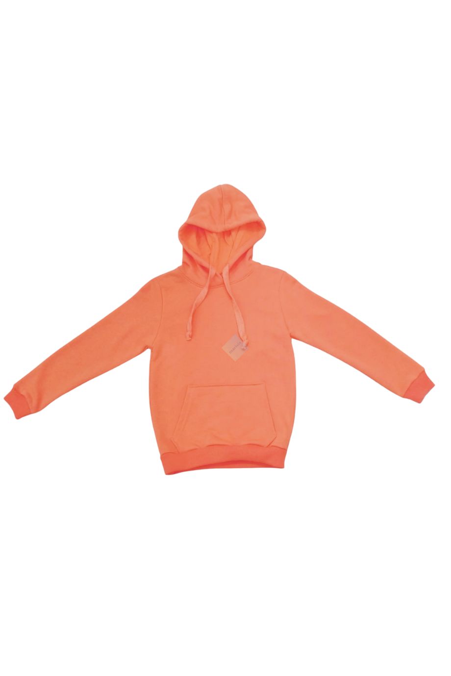 Unisex Turuncu Kapüşonlu Kanguru Cepli Şardonlu Sweatshirt %95 Pamuk %5 Likra