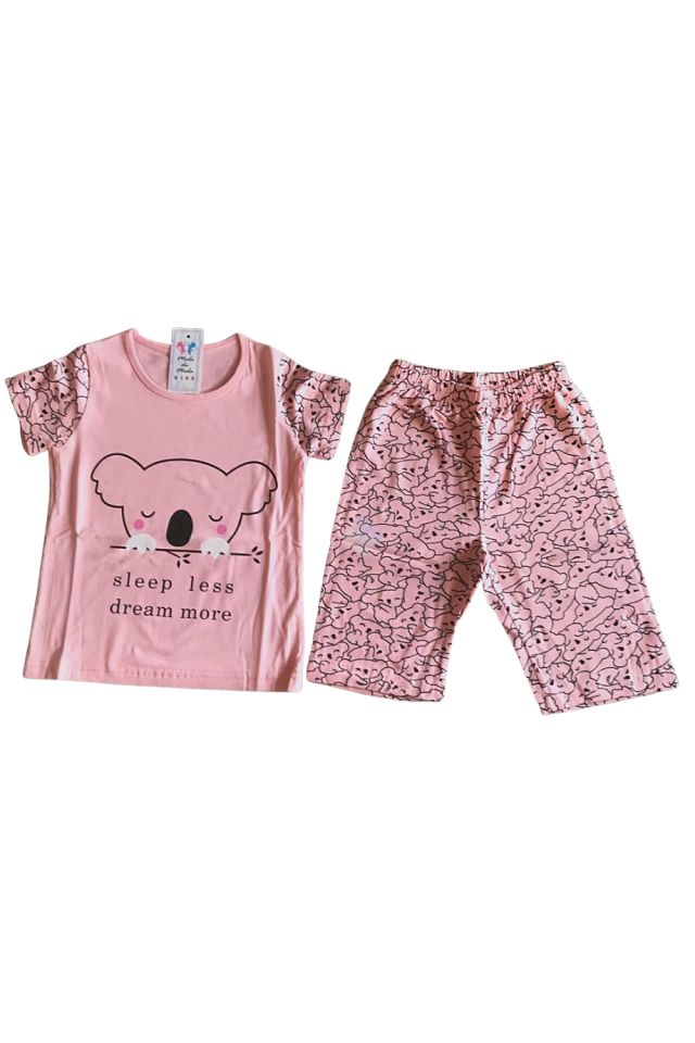 Kız Çocuk Koala Baskılı Kısa Kol Kapri Pijama Takım