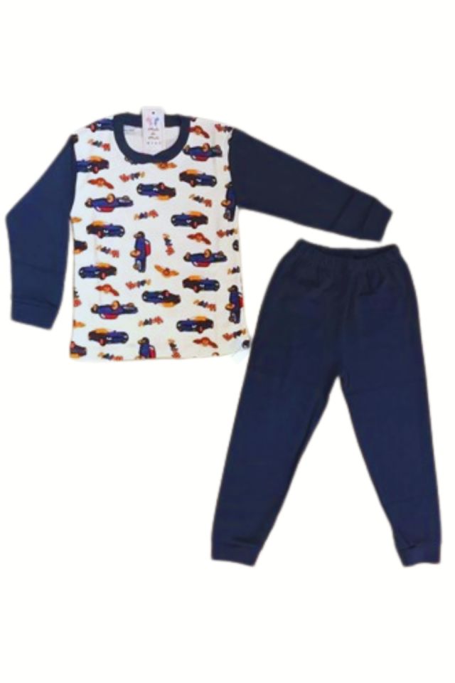 Erkek Çocuk Araba Baskılı Uzun Kol Pijama Takım