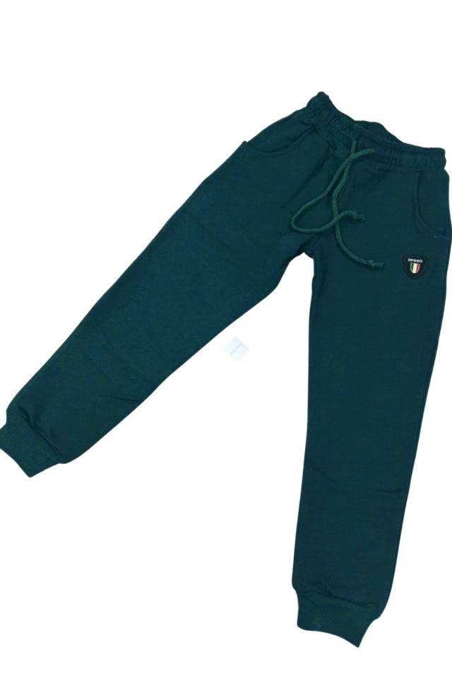 Erkek Çocuk Sport Armalı Cepli Jogger Eşofman Alt Yeşil Renk