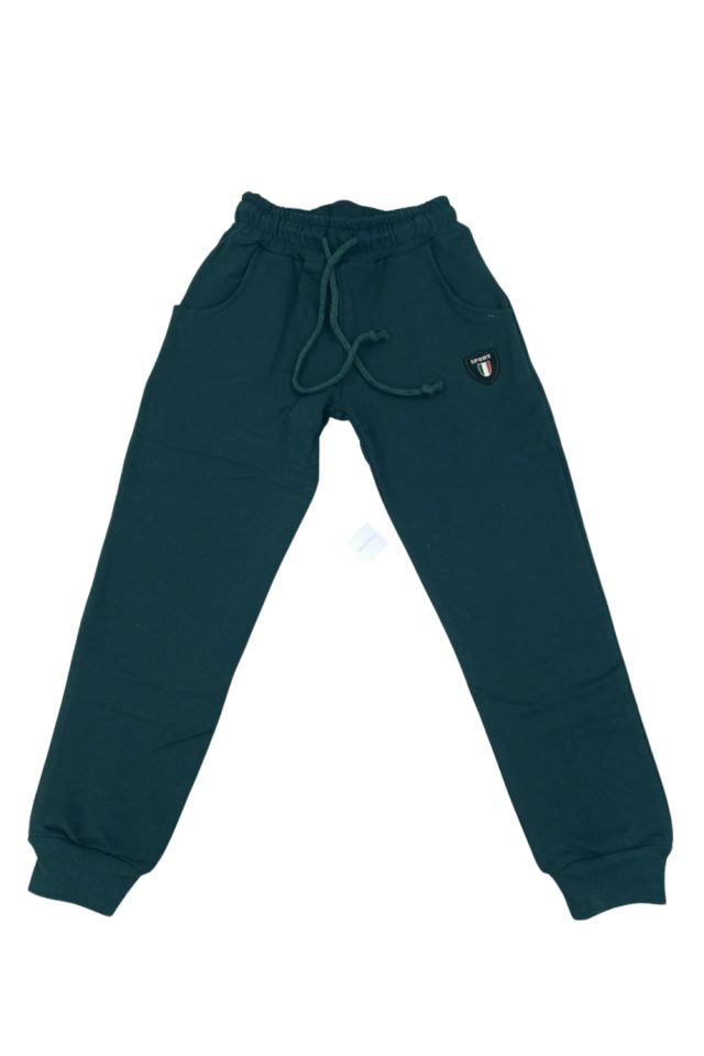 Erkek Çocuk Sport Armalı Cepli Jogger Eşofman Alt Yeşil Renk