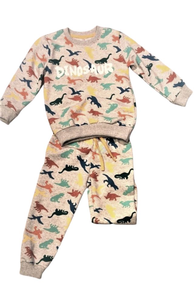 Erkek Çocuk Dinozor Baskılı Pijama Eşofman Takım
