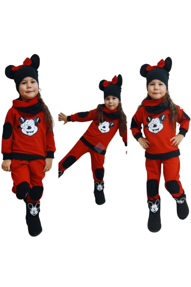 Kırmızı Renk Mickey 4lü Takım