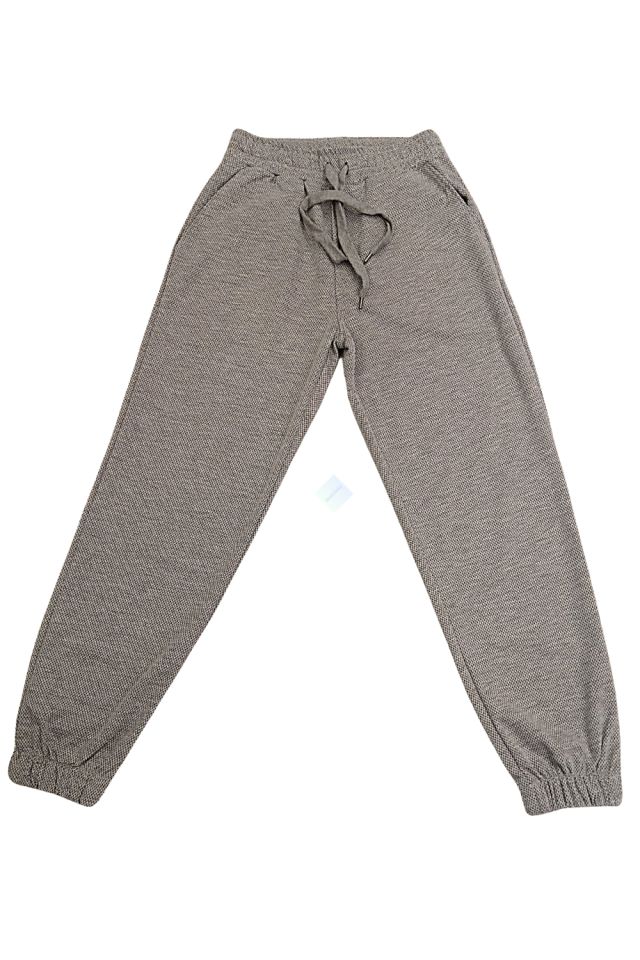 Erkek Cepli Jogger Eşofman Alt Petek Desen Gri Renk