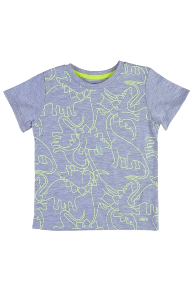 Bebepan Erkek Çocuk Dinosaur Fosforlu Tshirt Gri Renk