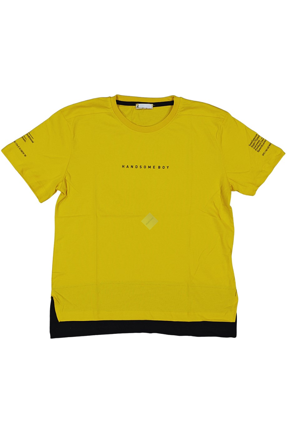 Erkek Kısa Kol Handsome Boy Yazılı Tshirt Sarı Renk