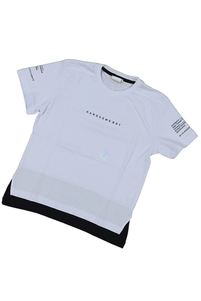 Erkek Kısa Kol Handsome Boy Yazılı Tshirt Beyaz Renk