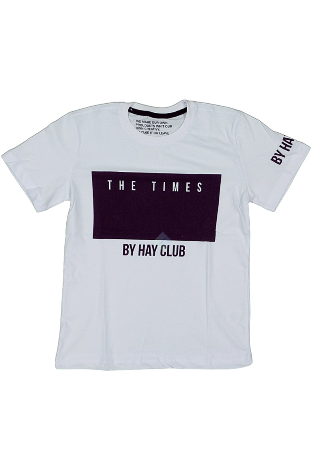 Erkek Çocuk Kısa Kol The Times Yazılı Tshirt Beyaz Renk