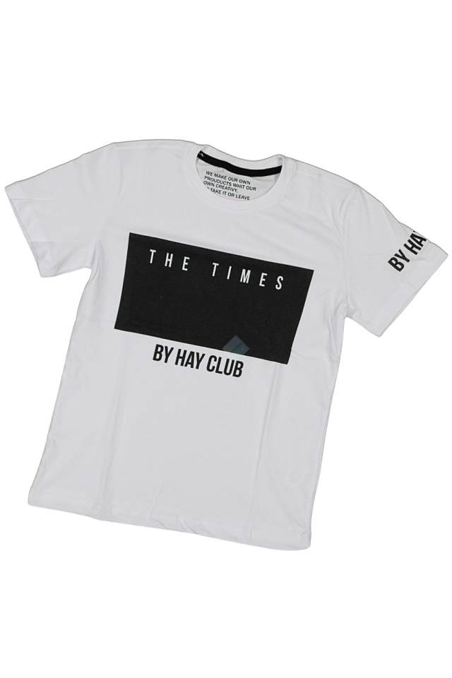 Erkek Çocuk Kısa Kol The Times Yazılı Tshirt Beyaz Renk