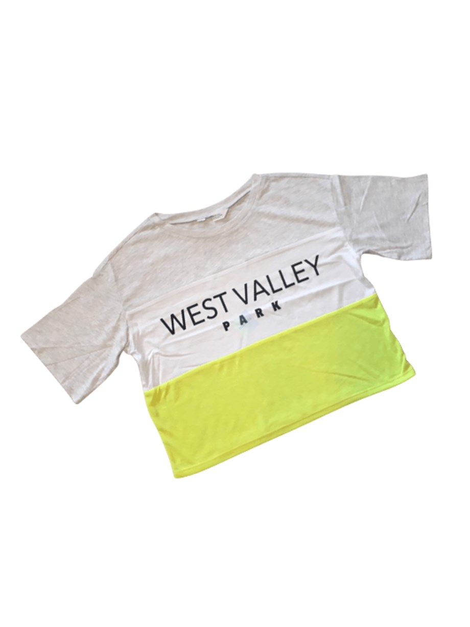 Kız Çocuk Gri Beyaz Neon Yeşil Crop Tişört