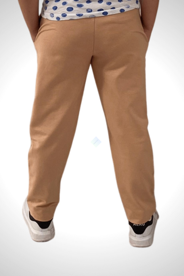 Unisex Çocuk Beli Lastikli Cepli Jogger Eşofman Altı Bej Renk