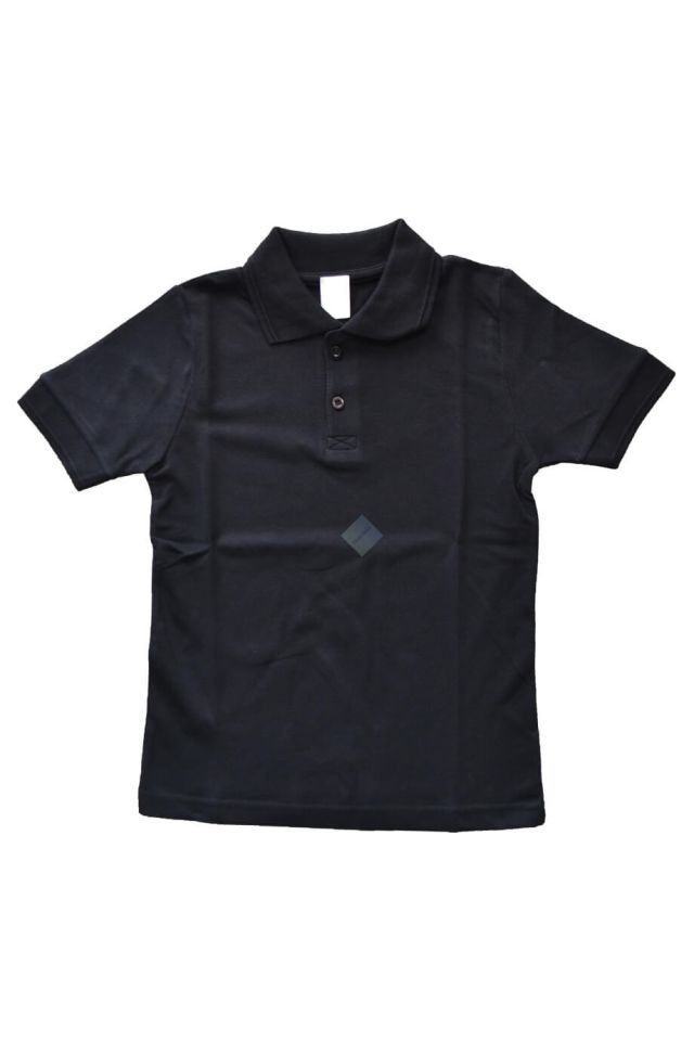 Unisex Çocuk & Genç Siyah Polo Yaka Kısa Kol Tişört