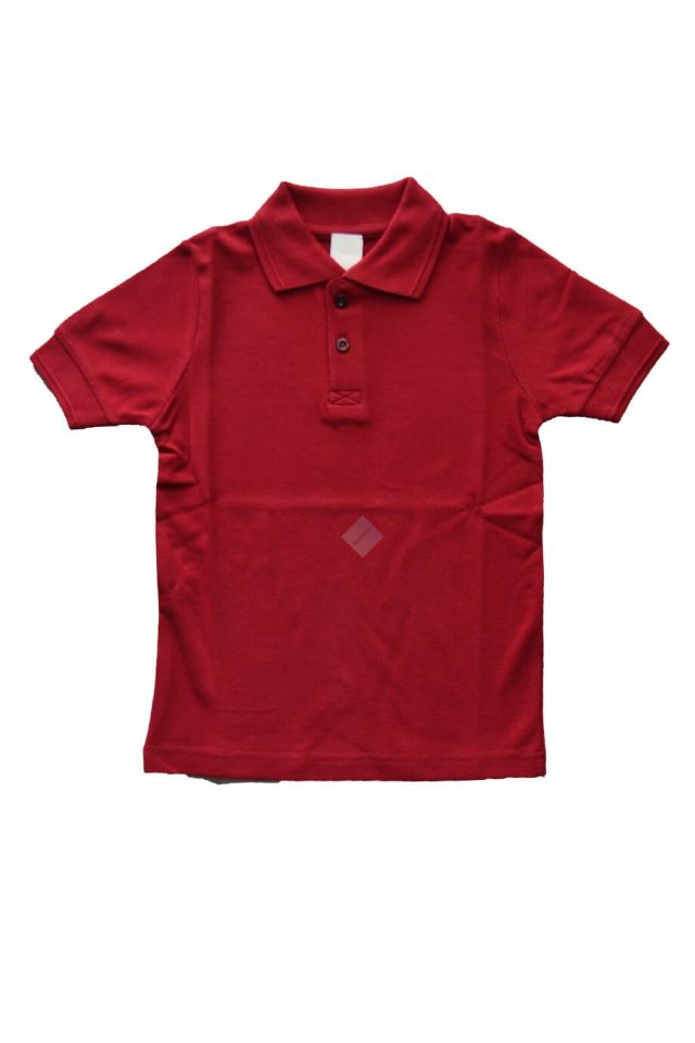 Unisex Çocuk & Genç Bordo Polo Yaka Kısa Kol Tişört