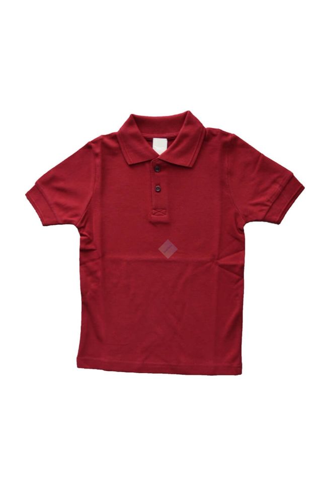 Unisex Çocuk & Genç Bordo Polo Yaka Kısa Kol Tişört
