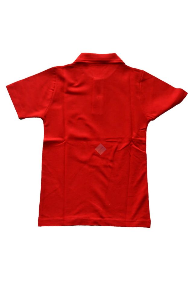 Unisex Çocuk & Genç Kırmızı Polo Yaka Kısa Kol Tişört
