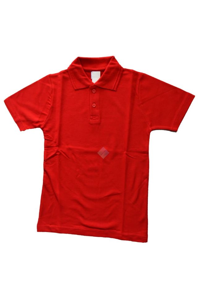 Unisex Çocuk & Genç Kırmızı Polo Yaka Kısa Kol Tişört