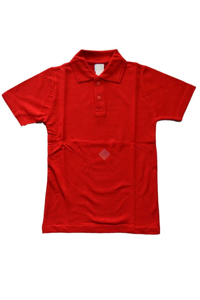 Unisex Çocuk & Genç Kırmızı Polo Yaka Kısa Kol Tişört