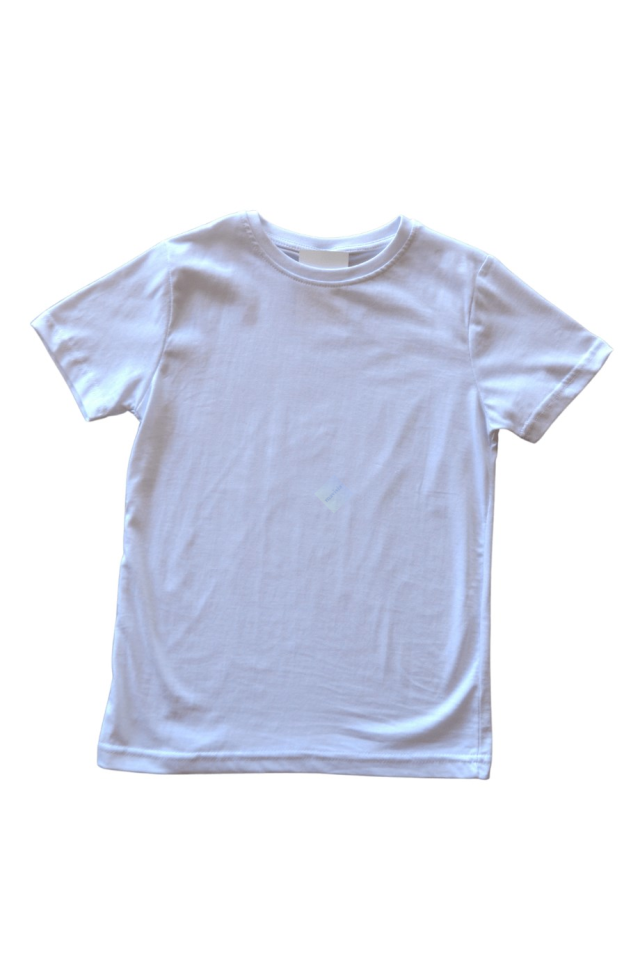 Unisex Çocuk & Genç Beyaz Basic Bisiklet Yaka Kısa Kol Tişört