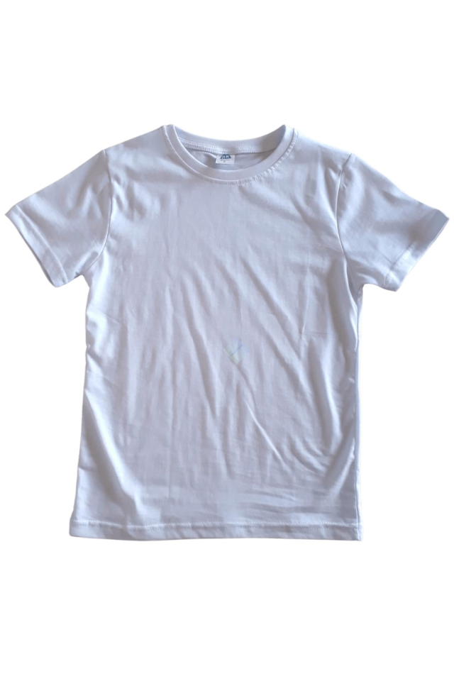 Unisex Çocuk & Genç Beyaz Basic Bisiklet Yaka Kısa Kol Tişört