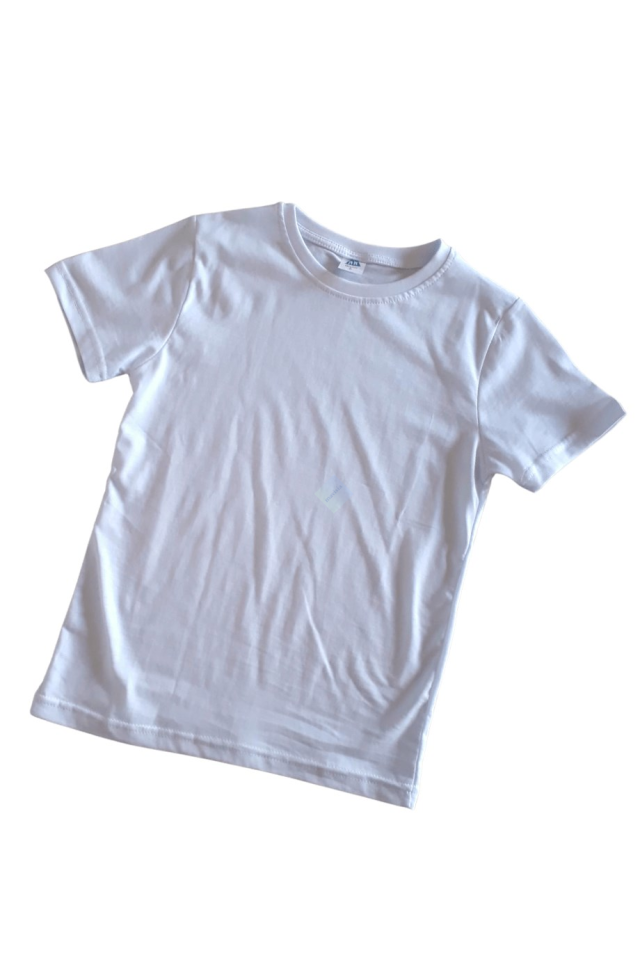 Unisex Çocuk & Genç Beyaz Basic Bisiklet Yaka Kısa Kol Tişört
