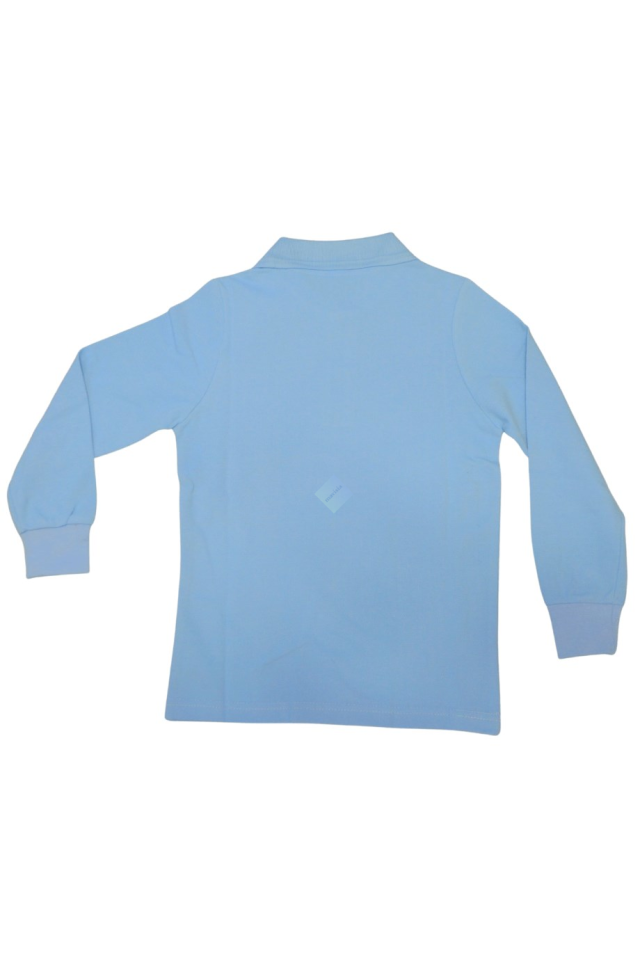 Unisex Çocuk & Genç Mavi Polo Yaka Uzun Kol Tişört