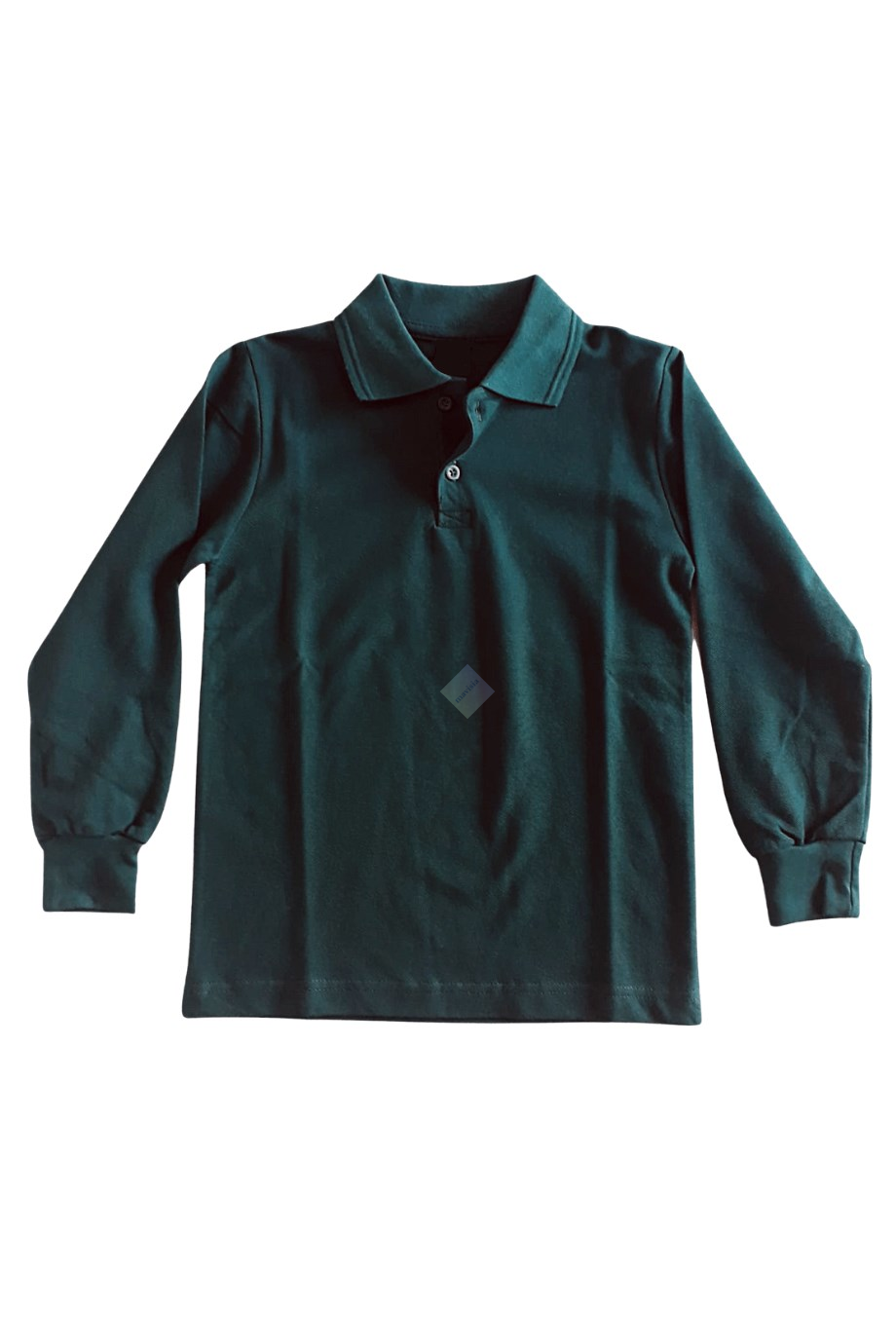 Unisex Çocuk & Genç Koyu Yeşil Polo Yaka Uzun Kol Tişört