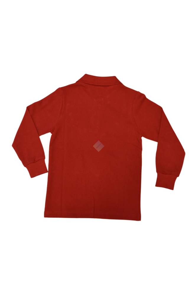 Unisex Çocuk & Genç Bordo Polo Yaka Uzun Kol Tişört