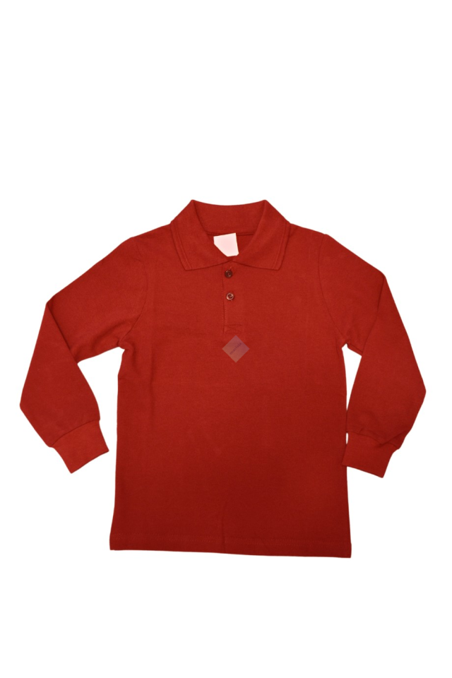 Unisex Çocuk & Genç Bordo Polo Yaka Uzun Kol Tişört