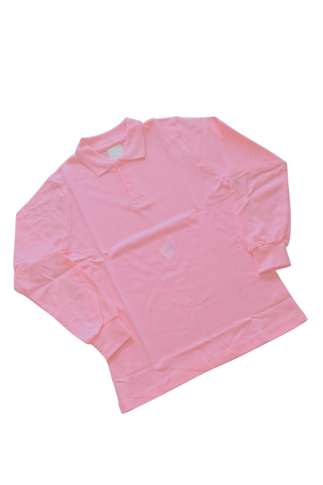 Pembe Polo Yaka Uzun Kol Tişört