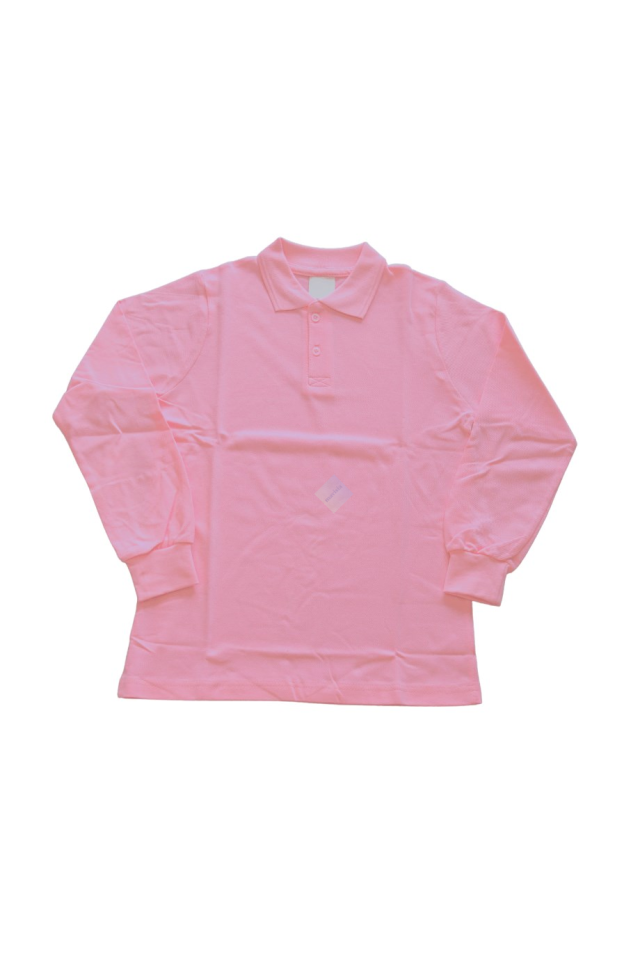 Pembe Polo Yaka Uzun Kol Tişört