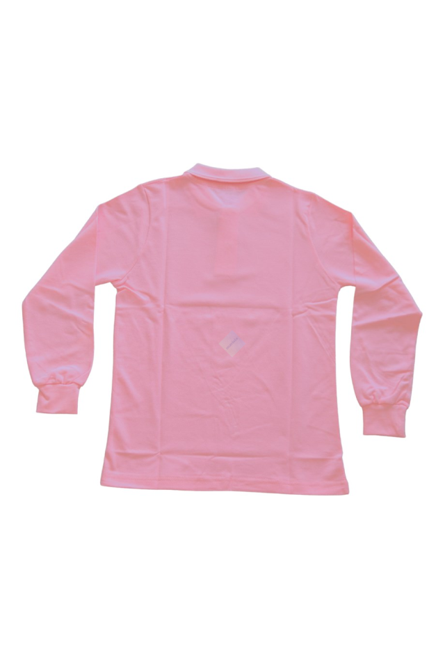 Pembe Polo Yaka Uzun Kol Tişört
