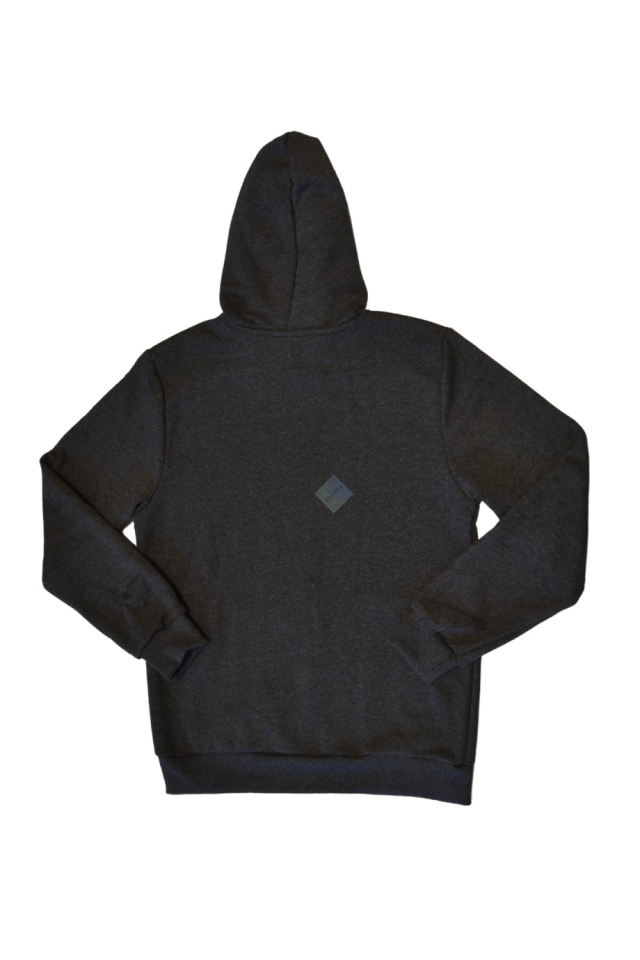Unisex Koyu Antrasit Gri Kapüşonlu Kanguru Cepli Fermuarlı Sweatshirt %100 Pamuk