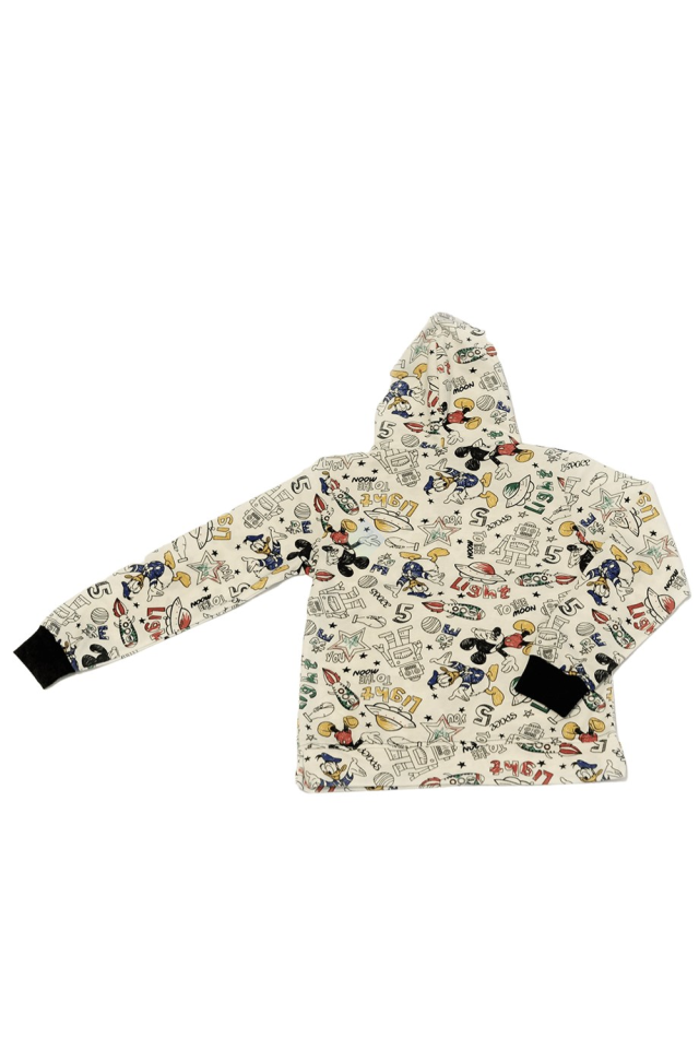 Erkek Çocuk Beyaz Baskılı Sweatshirt Siyah Eşofman Alt İkili Takım