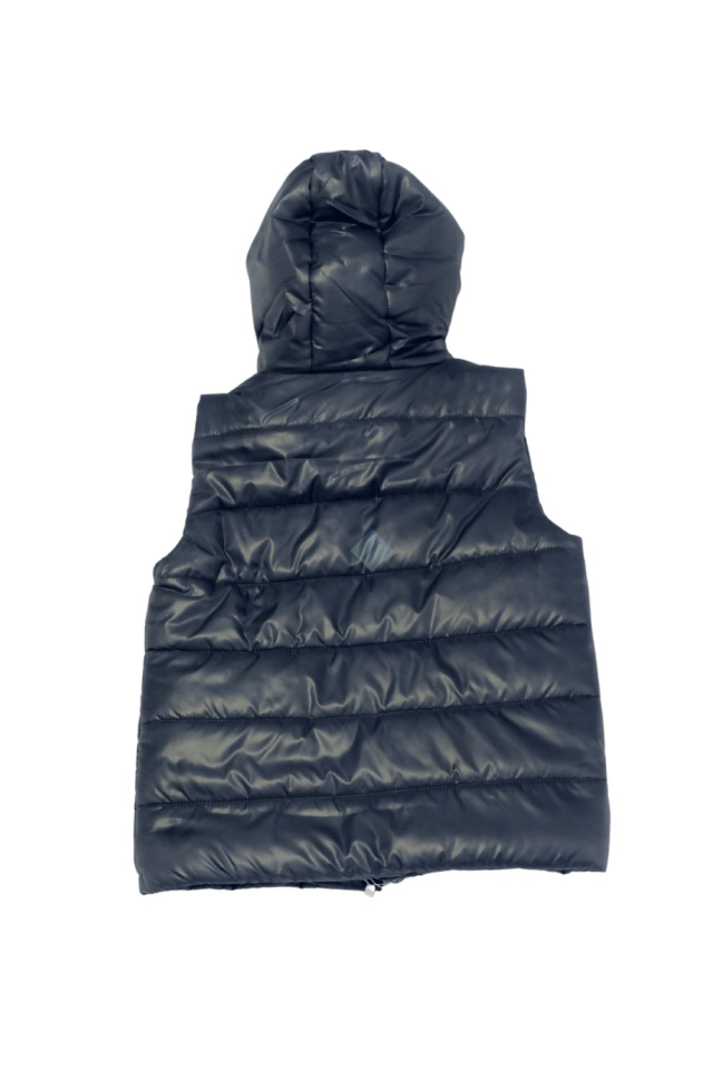 Erkek Çocuk Yeşil Sweatshirt & Lacivert Eşofman Altı Antrasit Gri Kapüşonlu Şişme Yelek Üçlü Takım