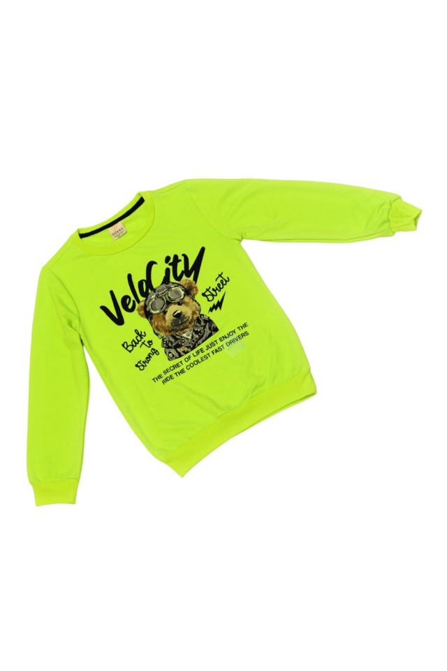 Erkek Çocuk Yeşil Sweatshirt & Lacivert Eşofman Altı Antrasit Gri Kapüşonlu Şişme Yelek Üçlü Takım
