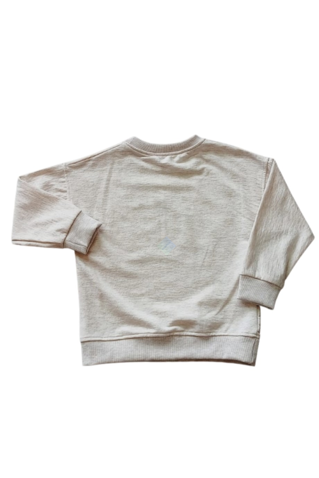 Kız Çocuk Ekru Pullu Çizgi Karakter Nakışlı Sweatshirt Eşofman Takım