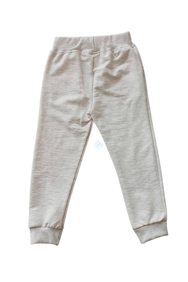 Kız Çocuk Ekru Pullu Çizgi Karakter Nakışlı Sweatshirt Eşofman Takım