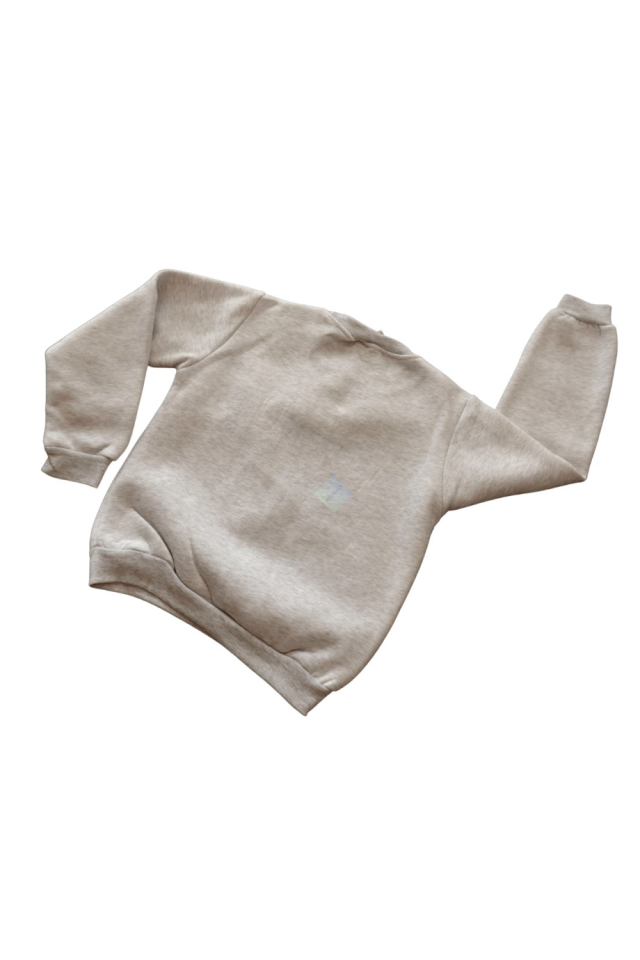 Erkek Çocuk Gri 66 Baskılı Sweatshirt Lacivert Eşofman Takım Şardonlu 3 ip