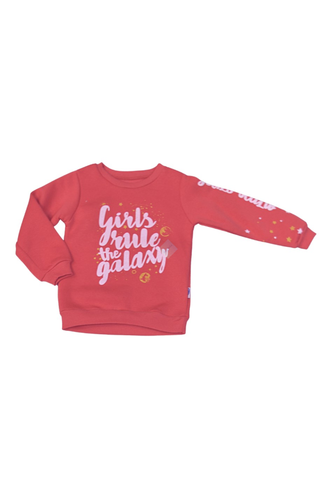 Kız Çocuk Narçiçeği Baskılı Sweatshirt Gri Eşofman Alt Takım 3 ip Şardonlu