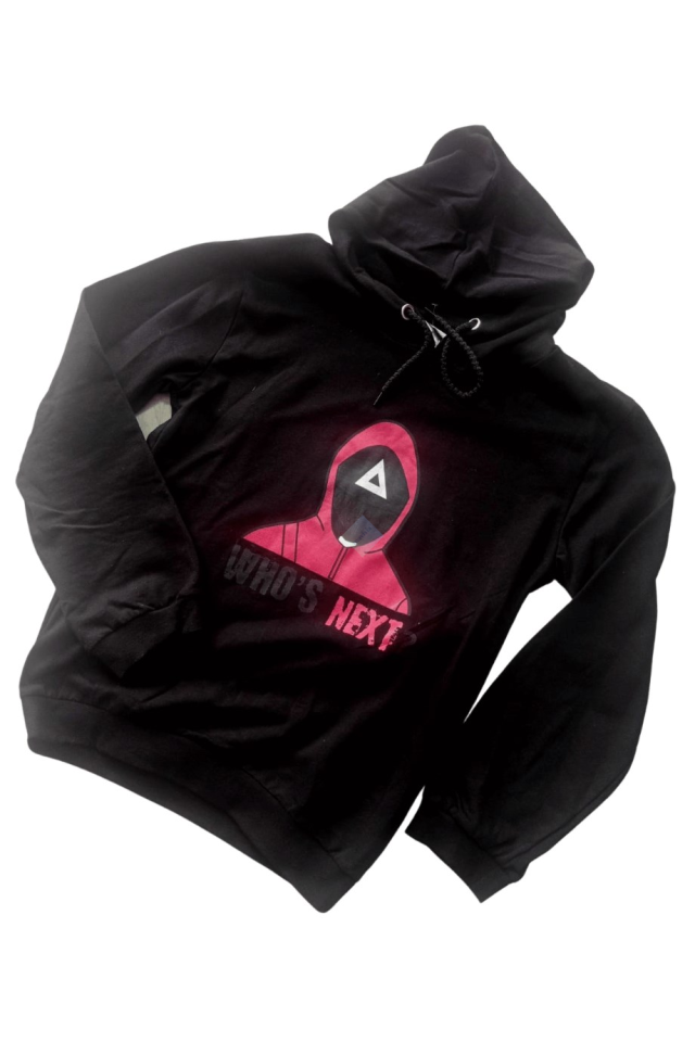 Uniseks Çocuk Siyah Baskılı Kapüşonlu Sweatshirt Eşofman Altı Takım