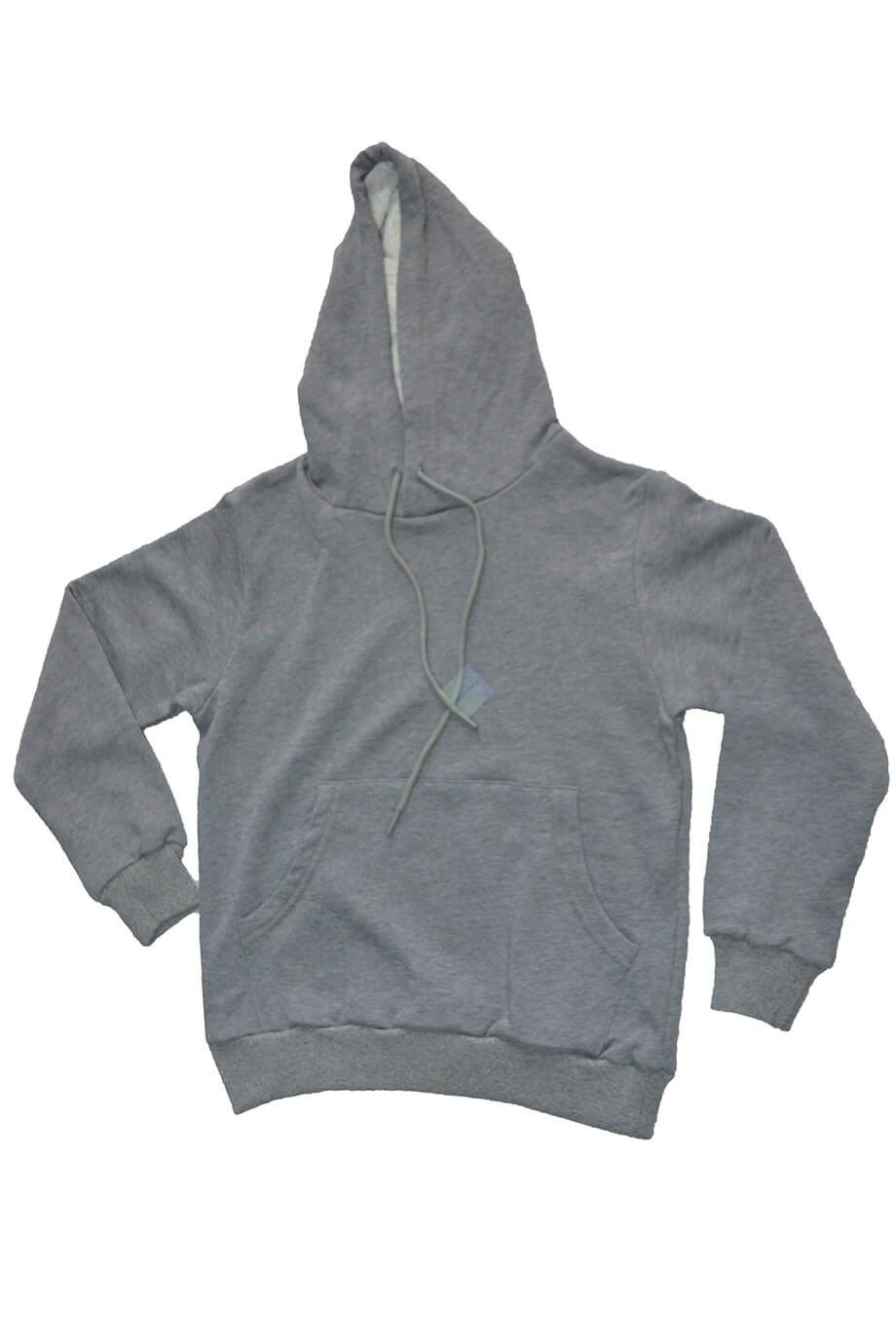 Unisex Çocuk Gri Kapüşonlu Kanguru Cepli Sweatshirt