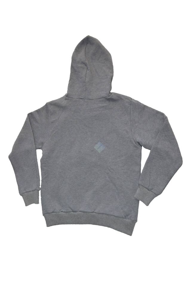 Unisex Çocuk Gri Kapüşonlu Kanguru Cepli Sweatshirt