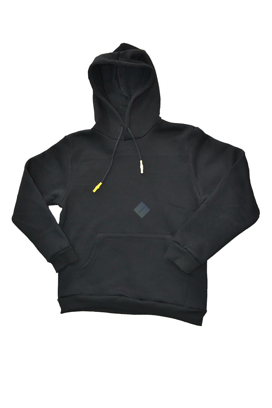 Unisex Çocuk Siyah Kapüşonlu Kanguru Cepli Sweatshirt