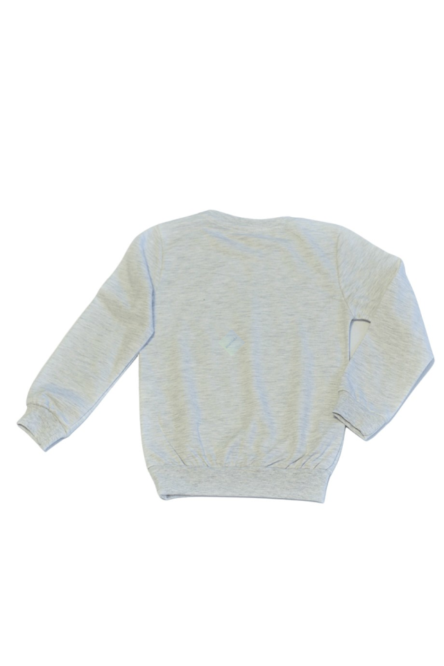 Kız Çocuk Grimelanj Sweatshirt & Siyah Eşofman Altı & Gümüş Renk Şişme Yelek Üçlü Takım