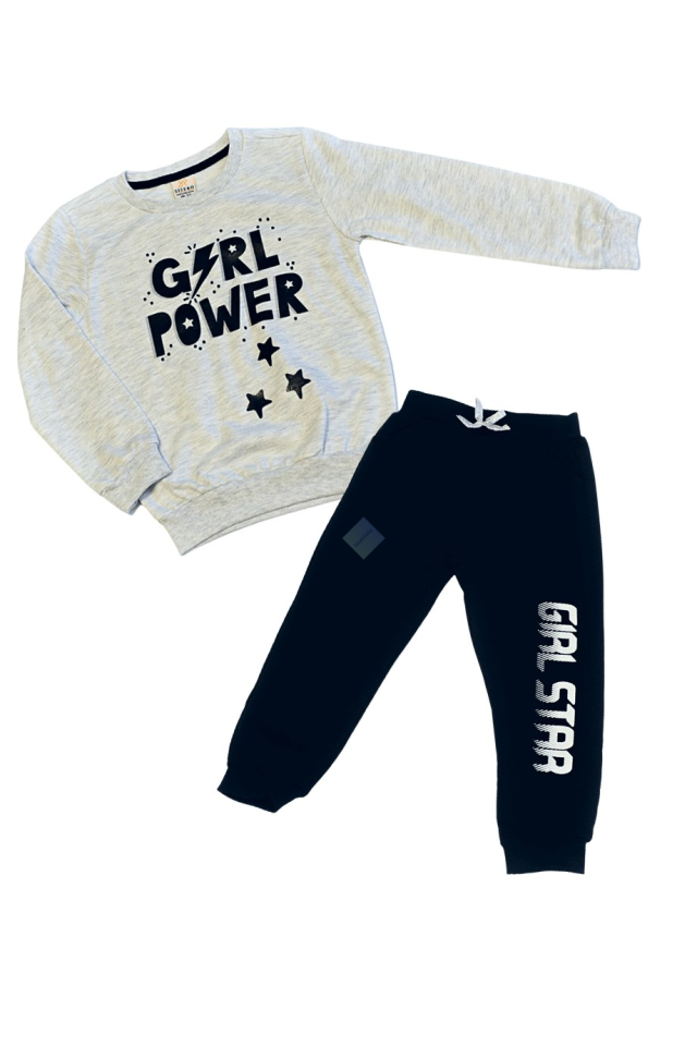 Kız Çocuk Grimelanj Sweatshirt & Siyah Eşofman Altı 2li Takım