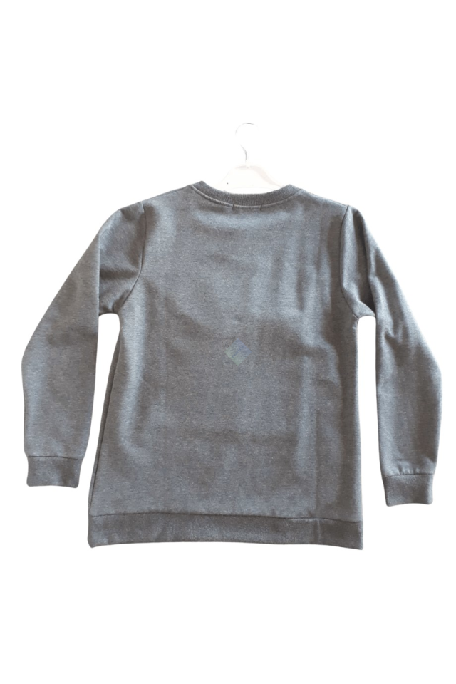 Kız Çocuk Antrasit Gri Yuvarlak Yaka Bereli Kız Baskılı Sweatshirt