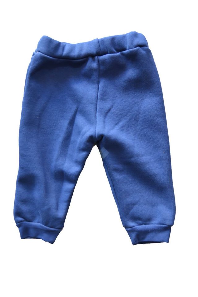 Erkek Bebek Koyu Mavi Baskılı Kapüşonlu Fermuarlı Sweatshirt & Gri Uzun Kol Badi & Eşofman Alt 3lü Takım