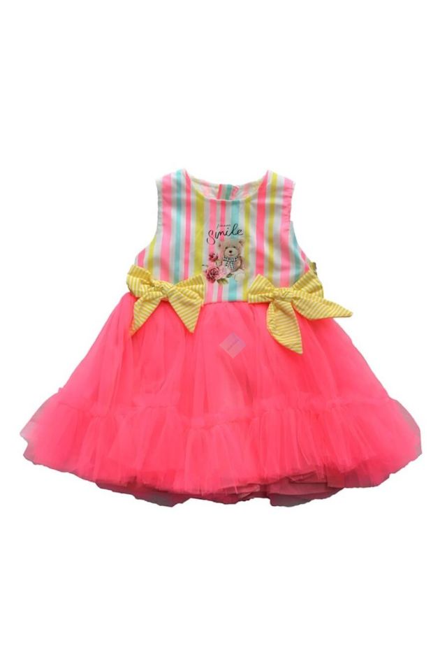 Kız Çocuk Neon Pembe Tütülü Elbise