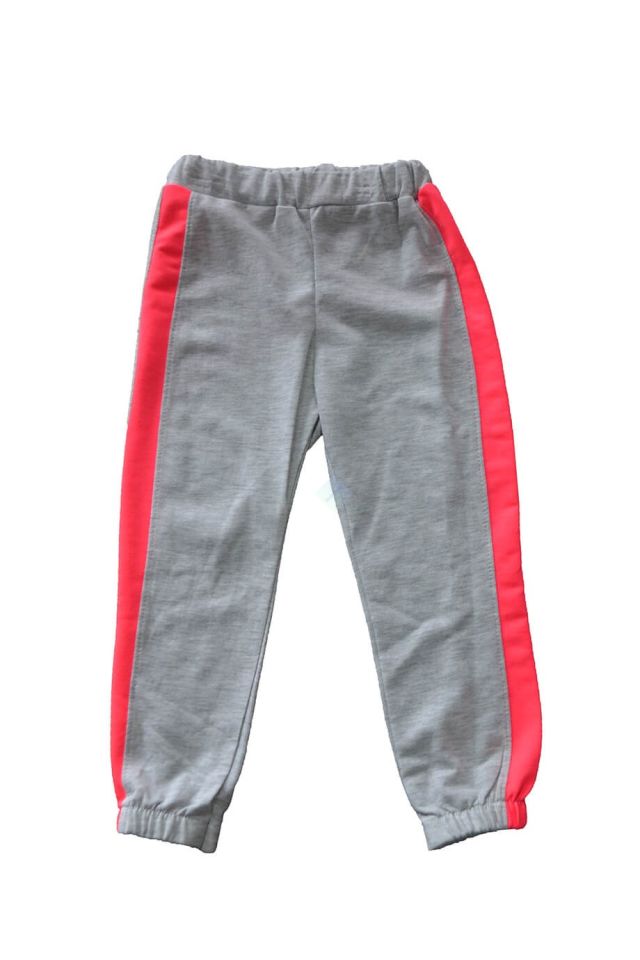 Kız Çocuk Gri Kapüşonlu Smile Yazılı Sweatshirt Eşofman Takım